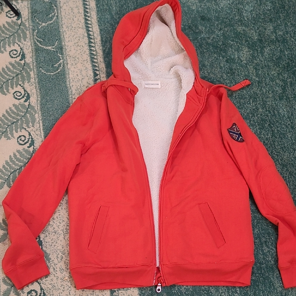 French Brand Harris Wilson Orange Red Women's Cotton Hooded Jacket Sz M/ L